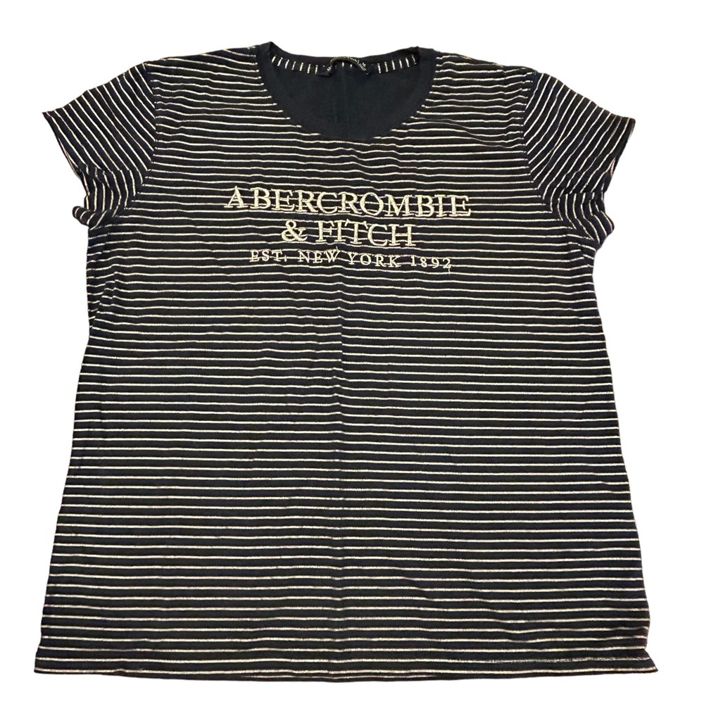 Abercrombie & Fitch Navy Gold Striped Tee Shirt Top M